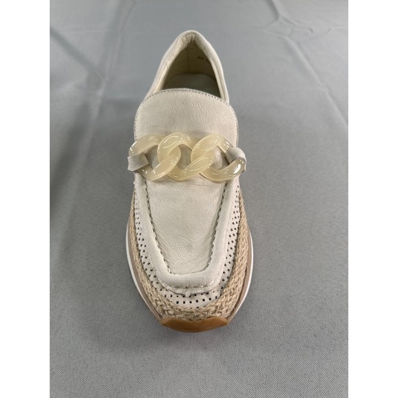 Dolce Vita Jadah Shoes Womens Size 8 Ivory Nubuck Chain Platform Loafers Slip On - Picture 3 of 11